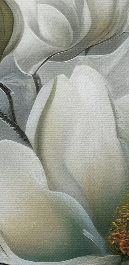 A painting of white flowers
