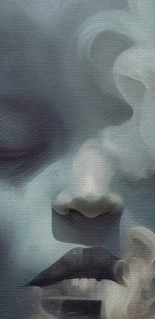 A woman with smoke in her hair A woman with smoke in her hair