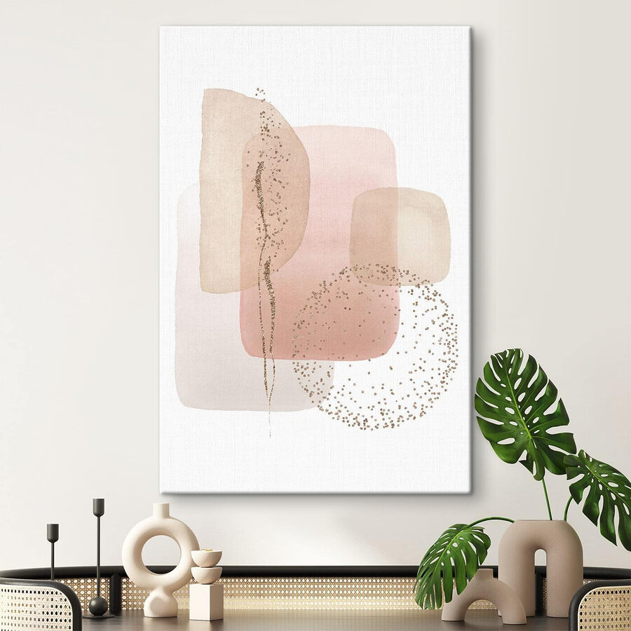 Eine Aquarellmalerei aus Quadraten und Punkten