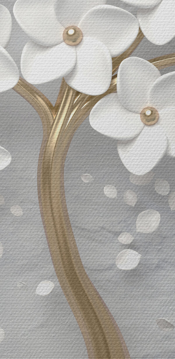 Ein Baum mit weißen Blüten und Blättern Ein Baum mit weißen Blüten und Blättern