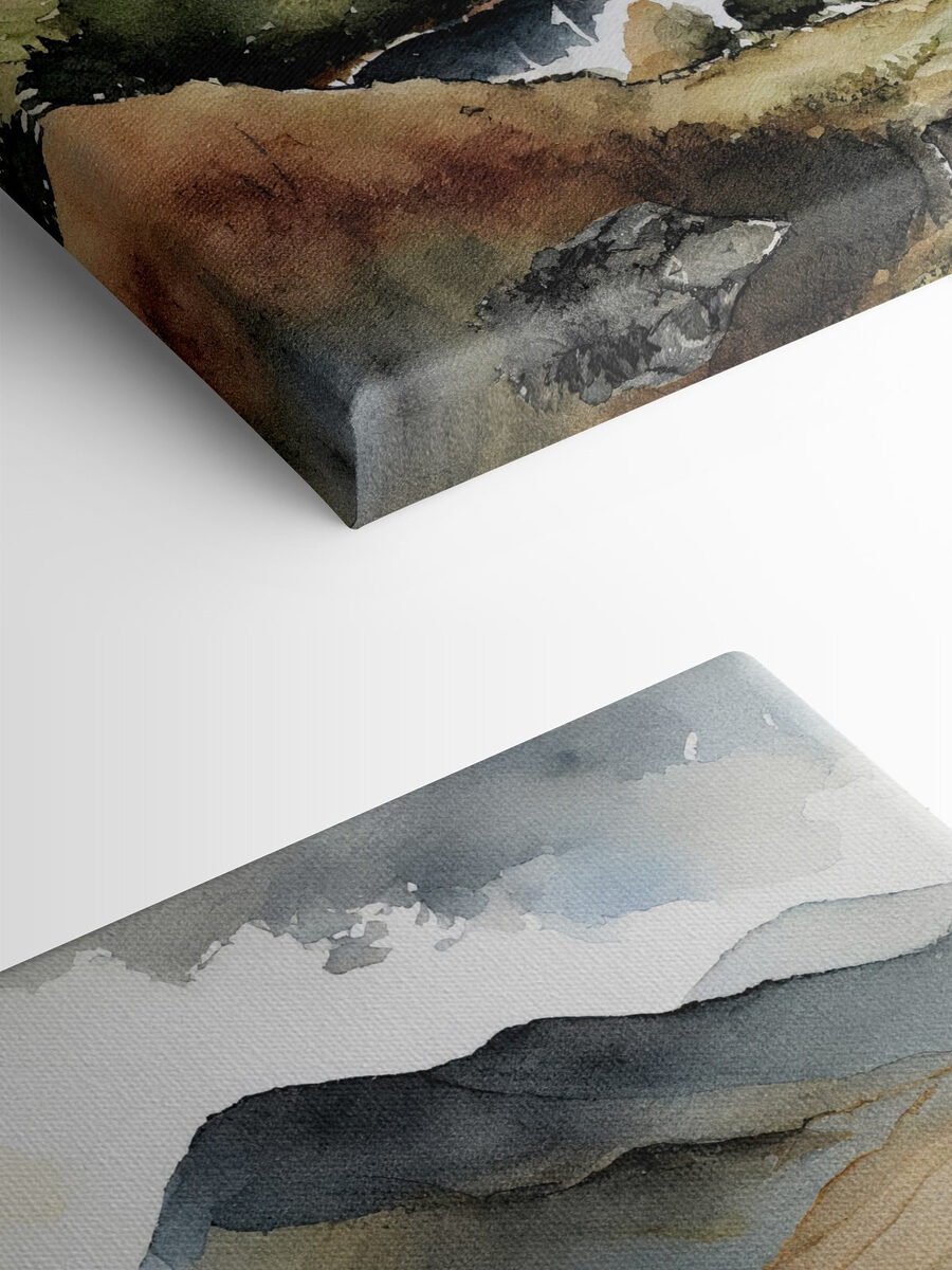 Wandbilder Aquarell eines von Bergen umgebenen Sees – Bild 4