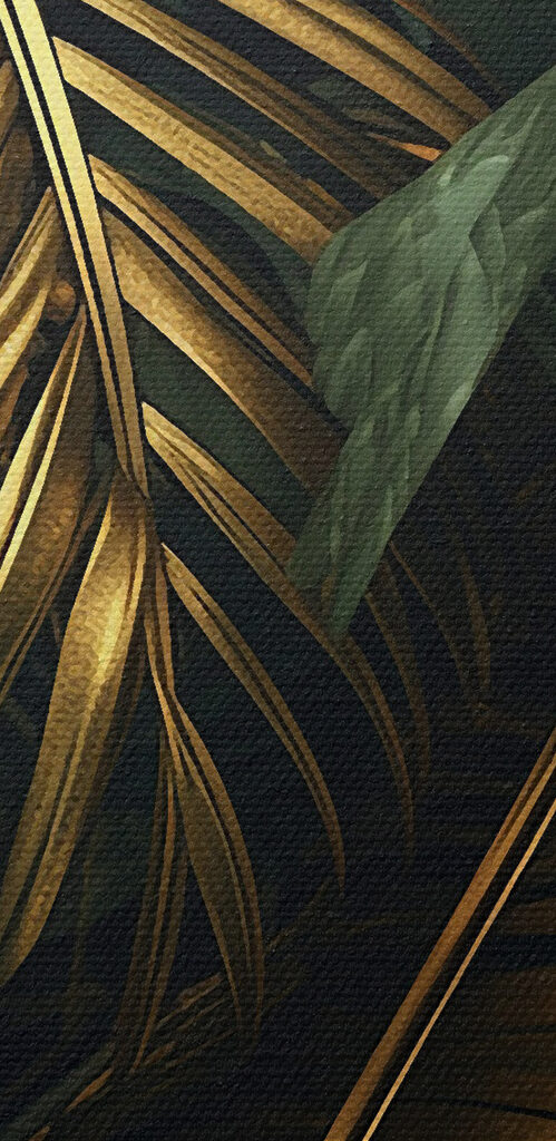 Lush leaves in shimmering hues