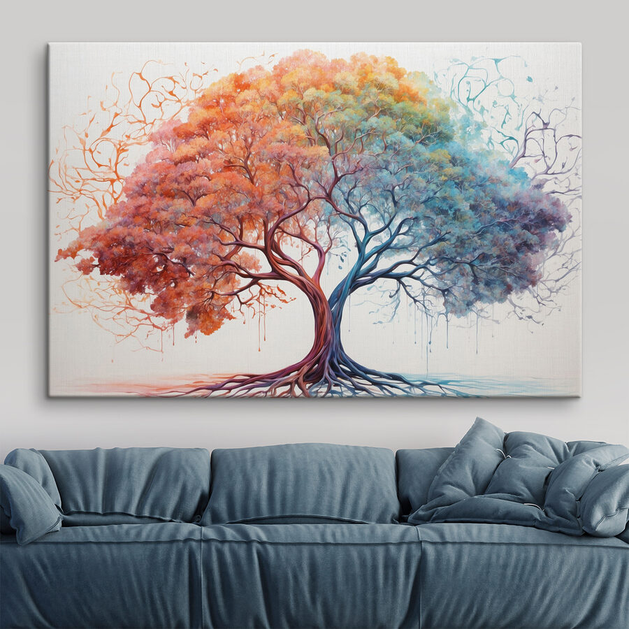 Ein Baum mit verschiedenen Farben der Blätter Ein Baum mit verschiedenen Farben der Blätter