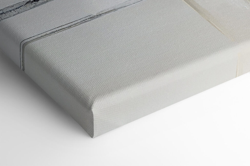 A painting of a white and black abstract art