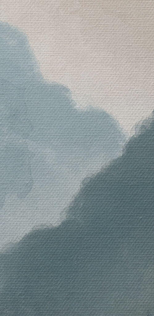 A landscape of mountains and trees