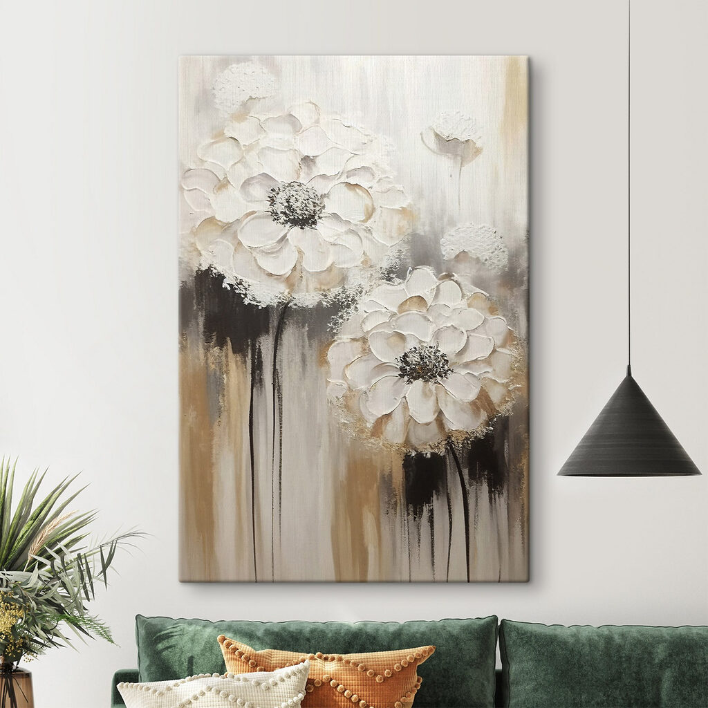 A painting of white flowers A painting of white flowers