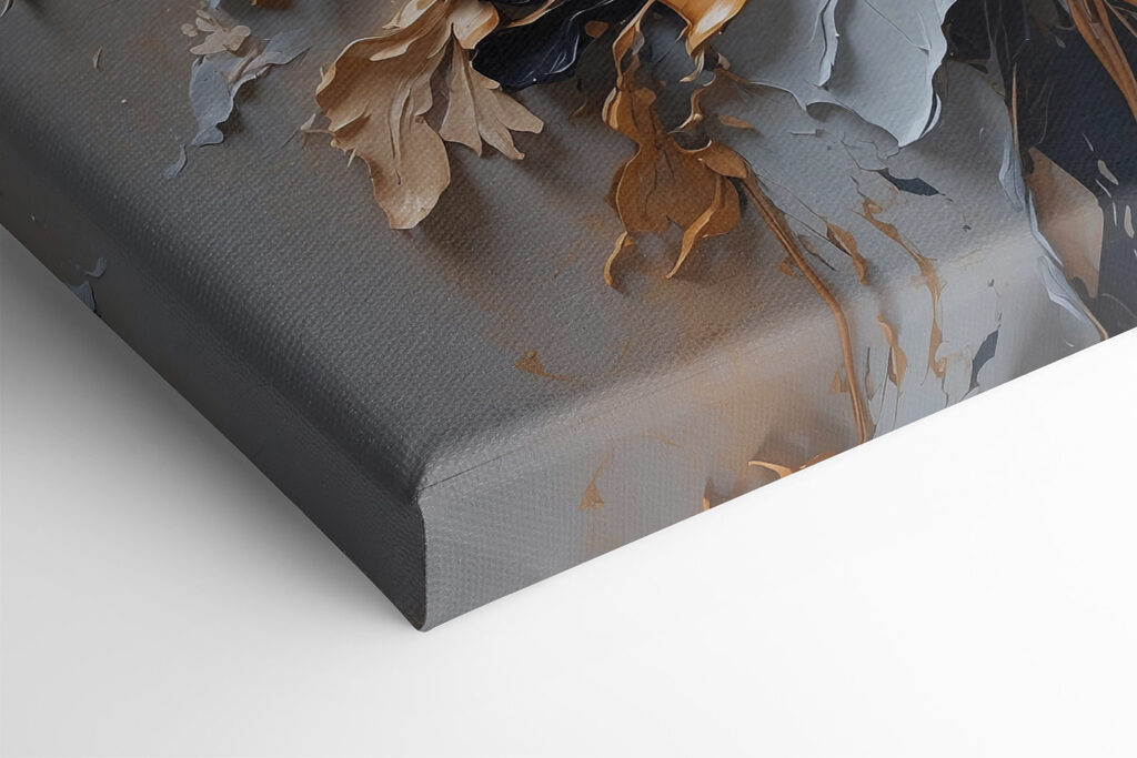 A painting of flowers on a wall