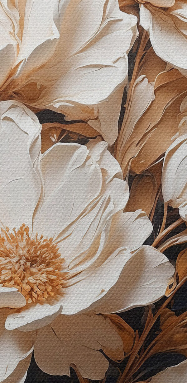 Ein Gemälde mit Blumen an der Wand Ein Gemälde mit Blumen an der Wand