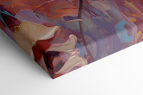 A painting of flowers on a blue background