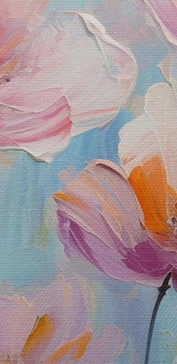 Ein Gemälde mit rosa Blumen Ein Gemälde mit rosa Blumen