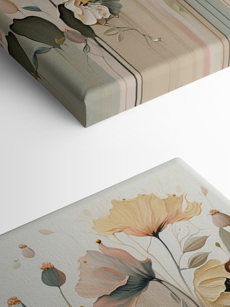 A painting of flowers on a wall