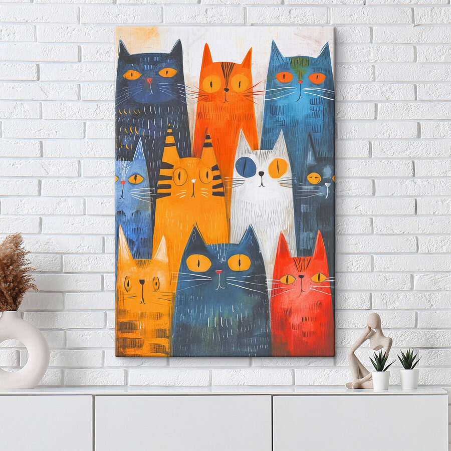 Eine Gruppe von Katzen mit verschiedenen Farben