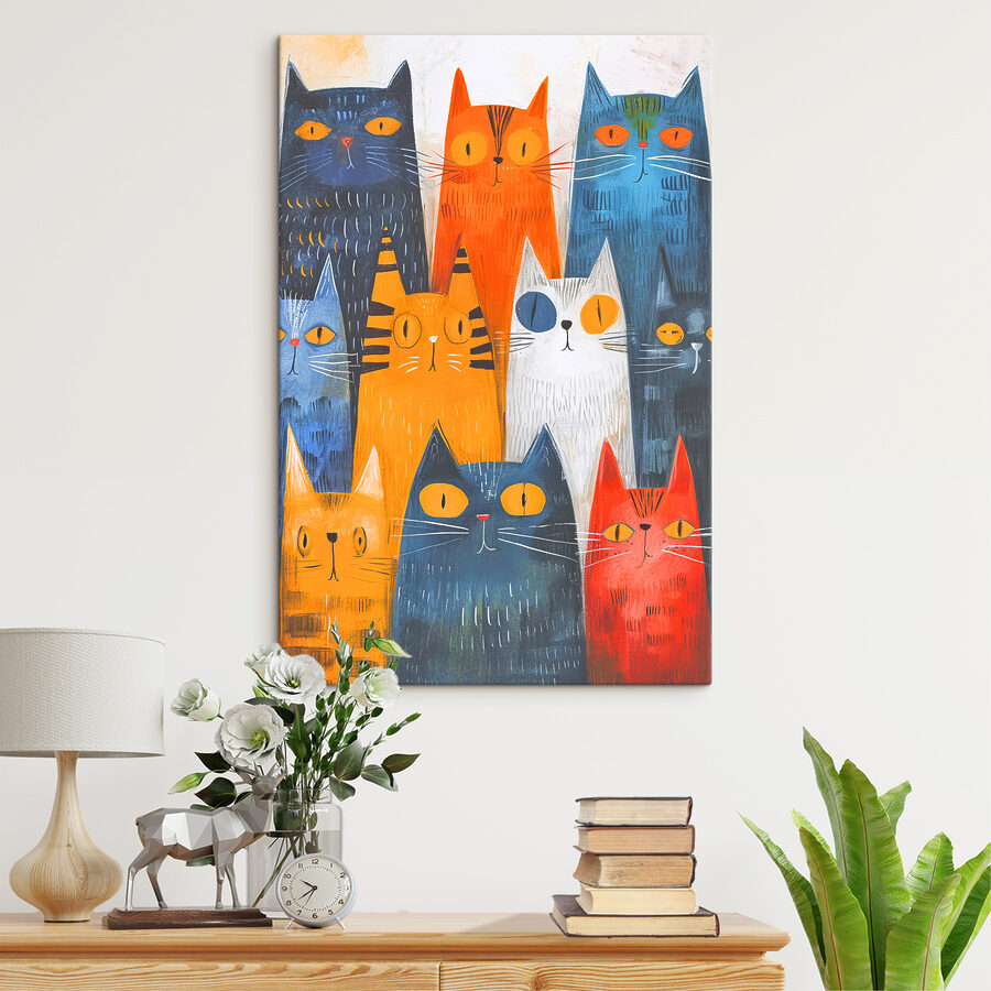 Eine Gruppe von Katzen mit verschiedenen Farben