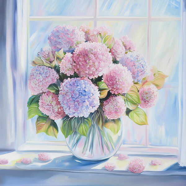 Gemälde einer Vase mit Blumen Gemälde einer Vase mit Blumen