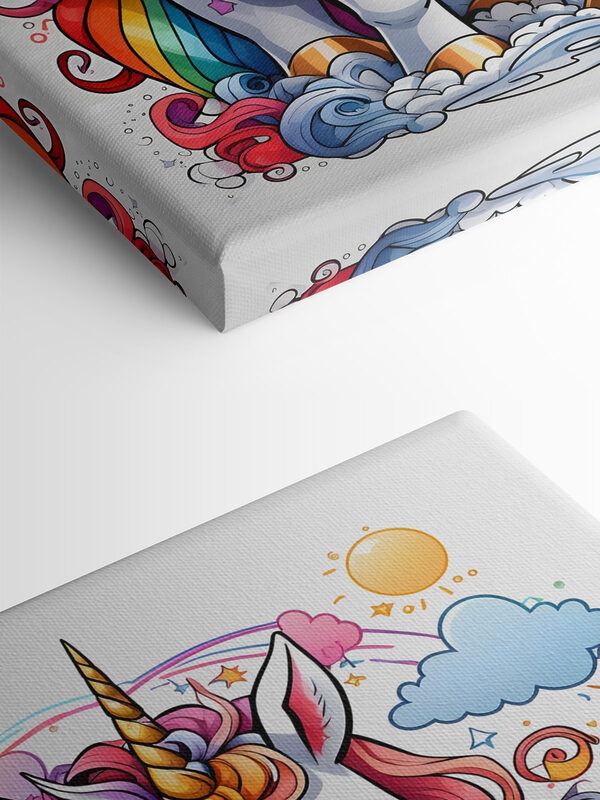 Ein Cartoon-Einhorn mit Regenbogenhaar Ein Cartoon-Einhorn mit Regenbogenhaar