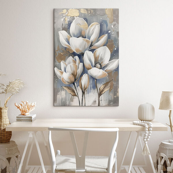 Ein Gemälde mit weißen Blumen Ein Gemälde mit weißen Blumen
