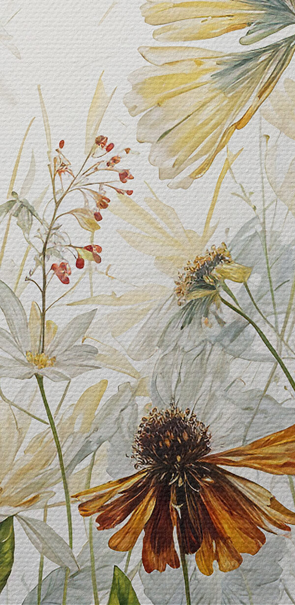 Ein Gemälde mit Blumen und Blättern Ein Gemälde mit Blumen und Blättern