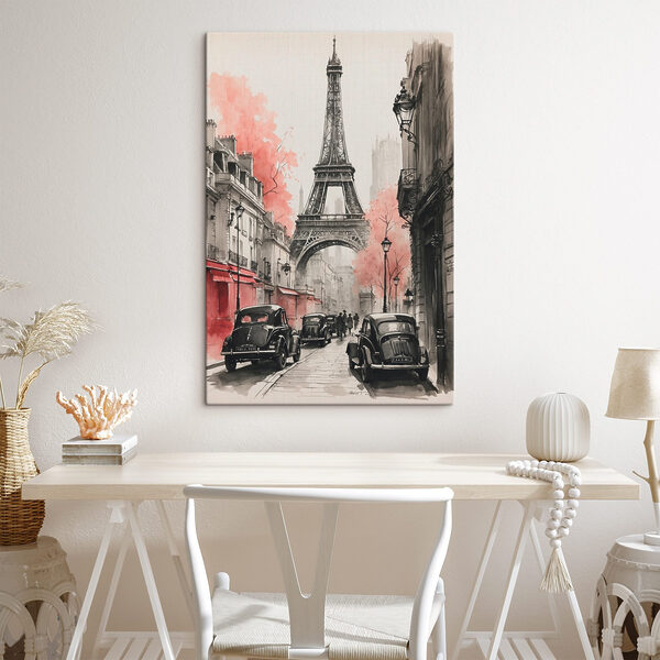 Eine Straße mit Autos und einem Turm Eine Straße mit Autos und einem Turm