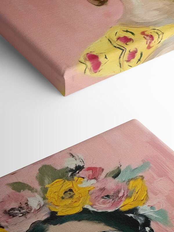 A painting of a woman with flowers in her hair A painting of a woman with flowers in her hair