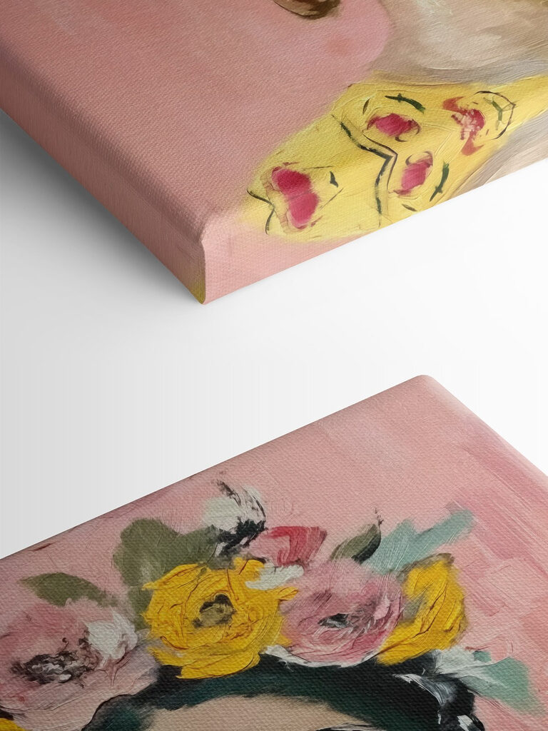 A painting of a woman with flowers in her hair