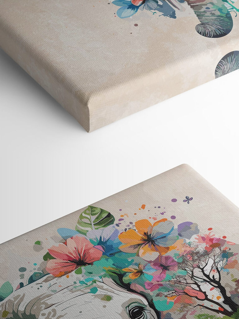 An elephant with flowers and leaves An elephant with flowers and leaves