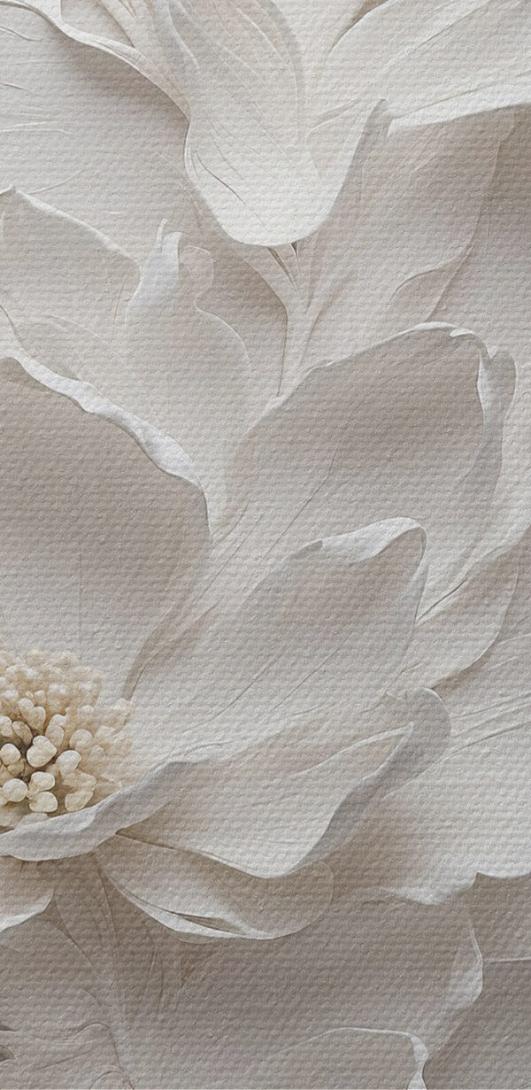 Eine weiße Blume mit Blättern Eine weiße Blume mit Blättern