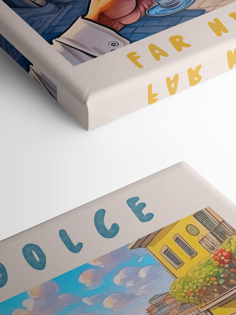 A hand holding glasses with drinks in front of a city