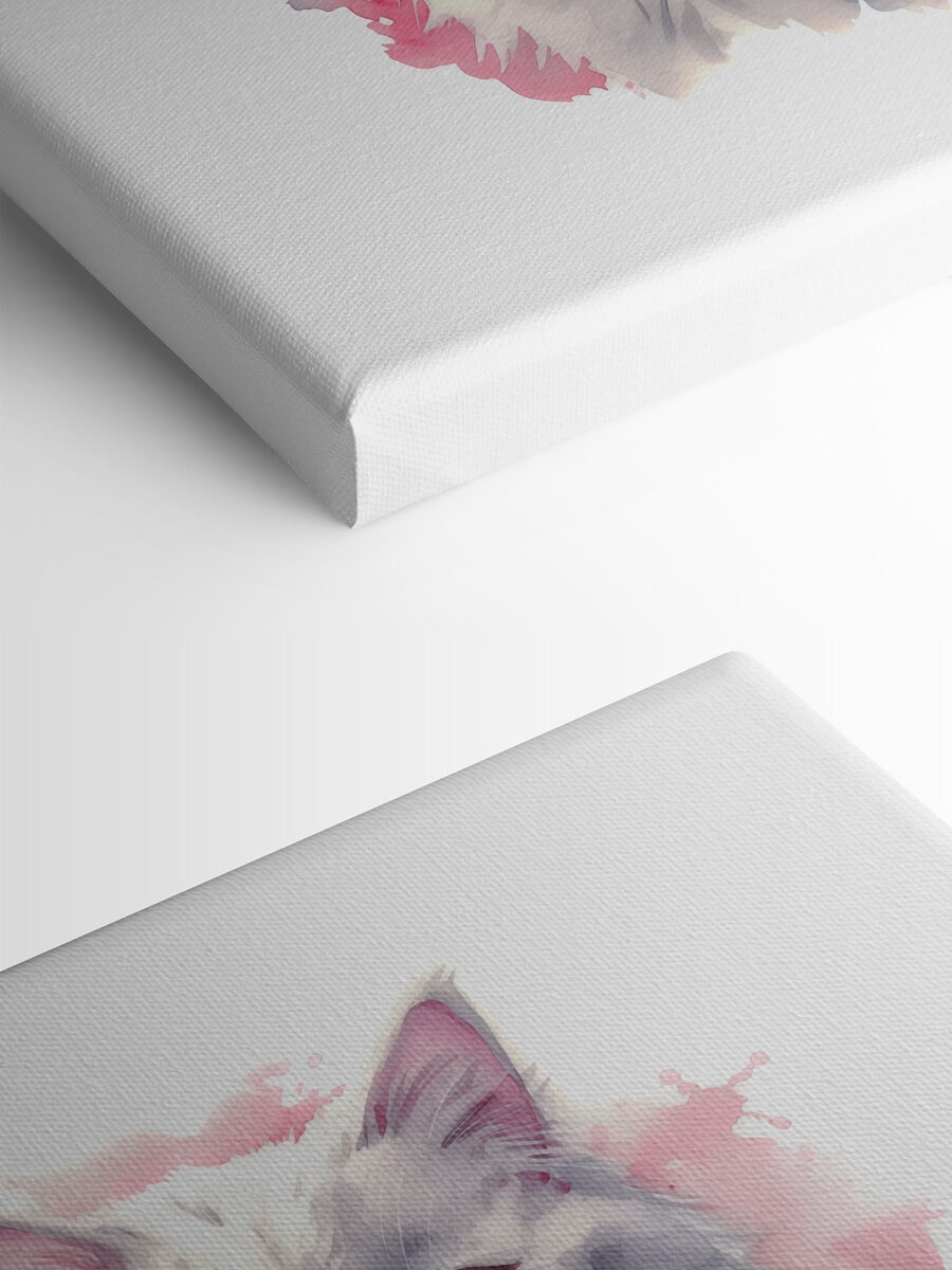 Ein Aquarell einer Katze mit Fliege