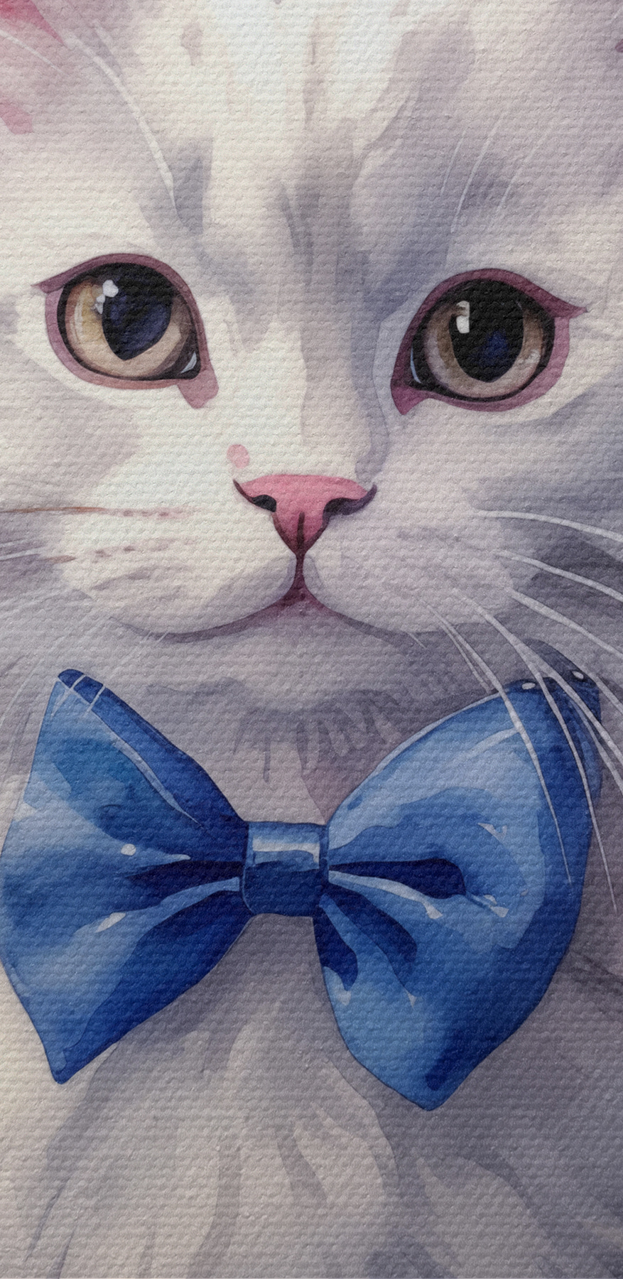 Ein Aquarell einer Katze mit Fliege