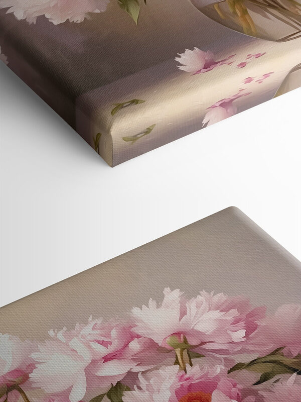 Eine Vase mit rosa Blumen Eine Vase mit rosa Blumen