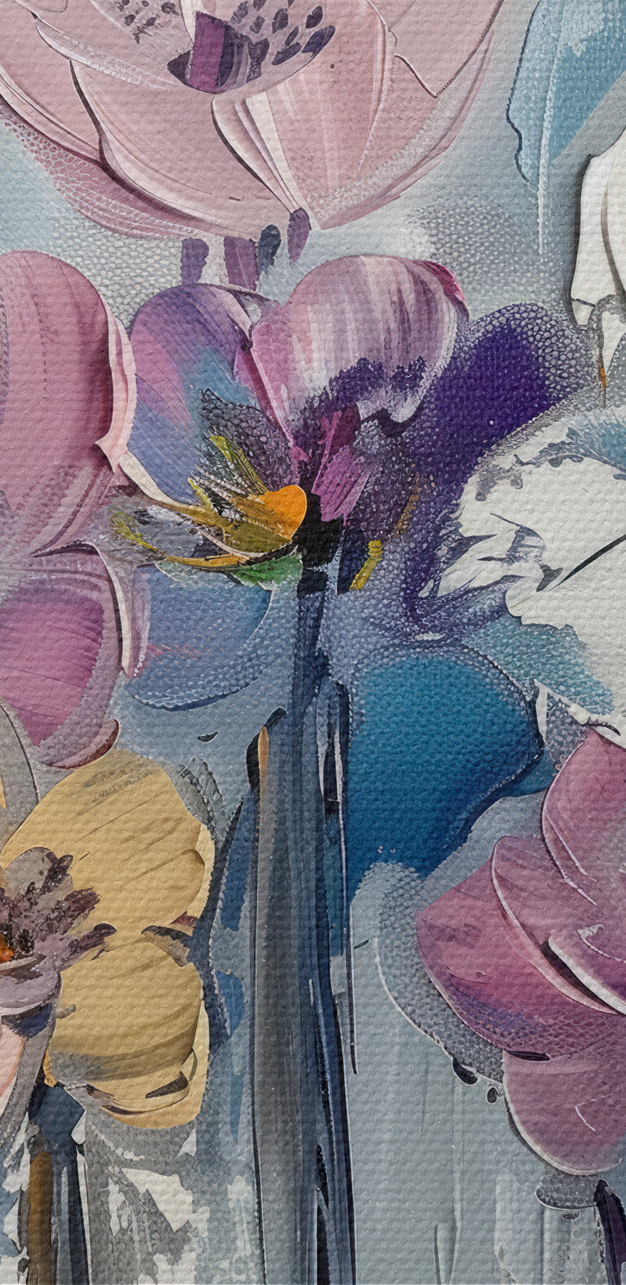 Ein Gemälde mit Blumen auf weißem Hintergrund