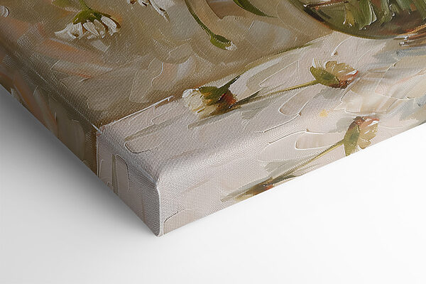 A painting of a vase of flowers