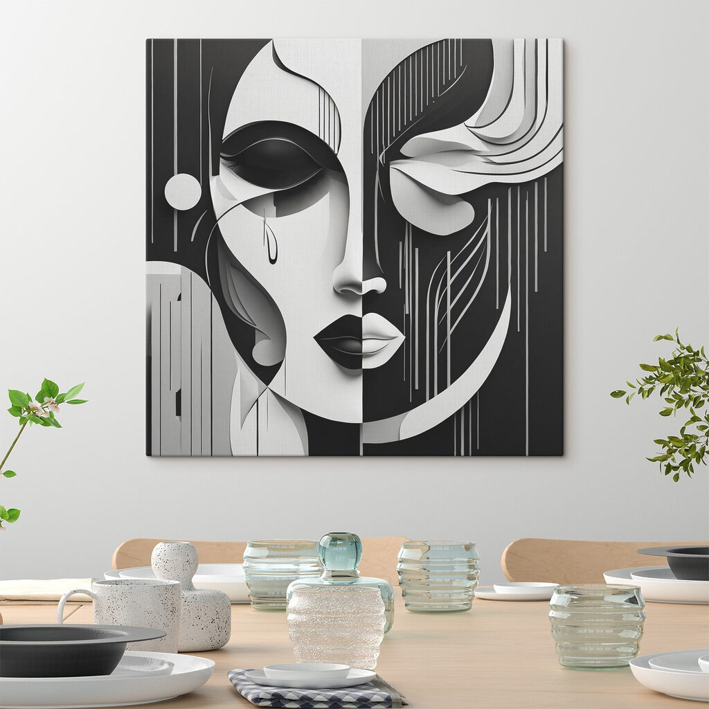 A black and white image of a woman's face A black and white image of a woman's face
