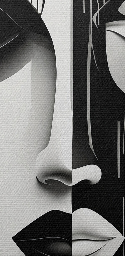 A black and white image of a woman's face A black and white image of a woman's face