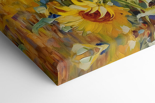 A painting of sunflowers in a field A painting of sunflowers in a field