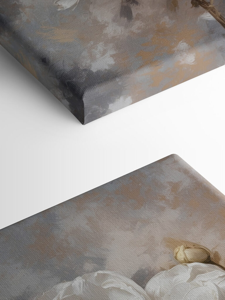 A white flower with brown leaves