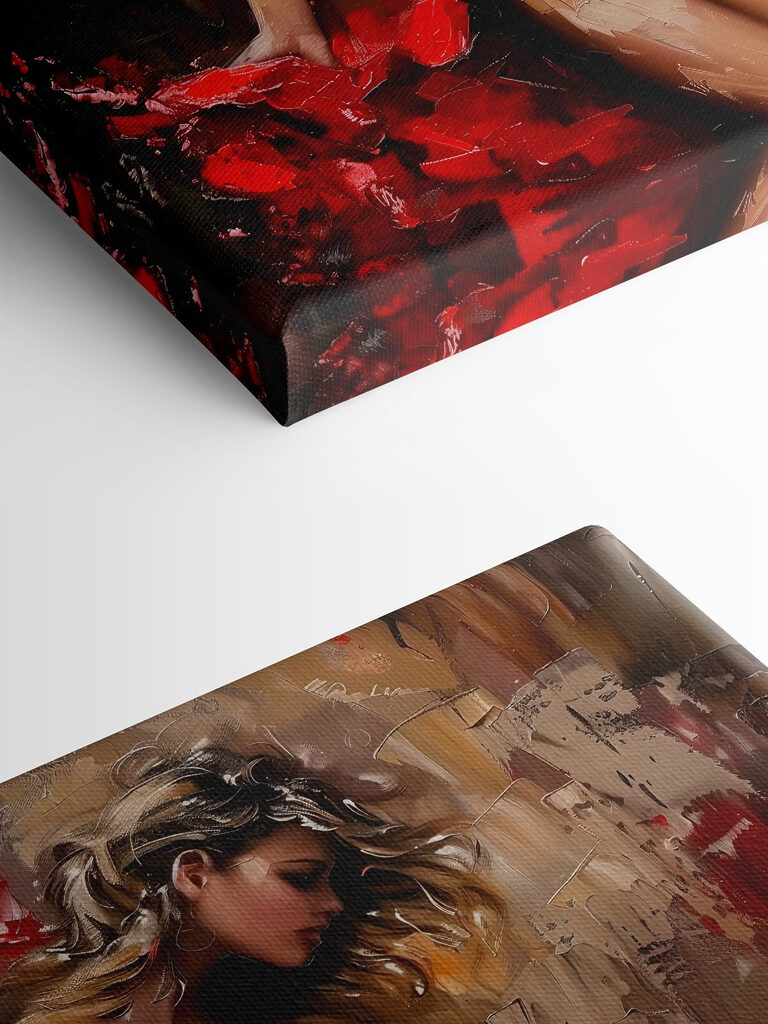 Painting of a woman in a red dress Painting of a woman in a red dress