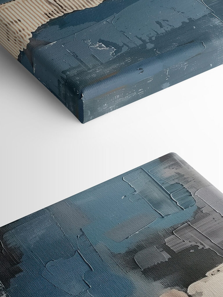 Painting of different shades of blue and white Painting of different shades of blue and white