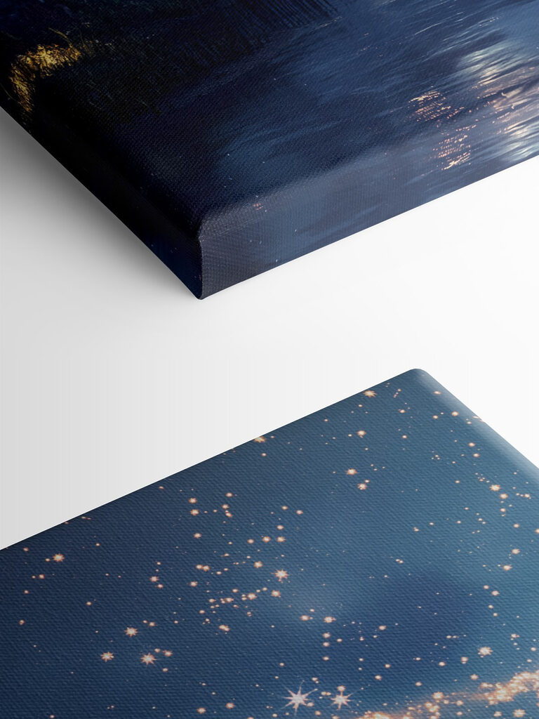 River with a mountain and stars in the sky River with a mountain and stars in the sky