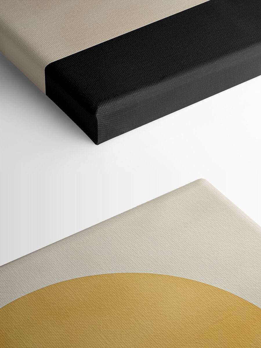 Gelber Kreis und schwarze Quadrate