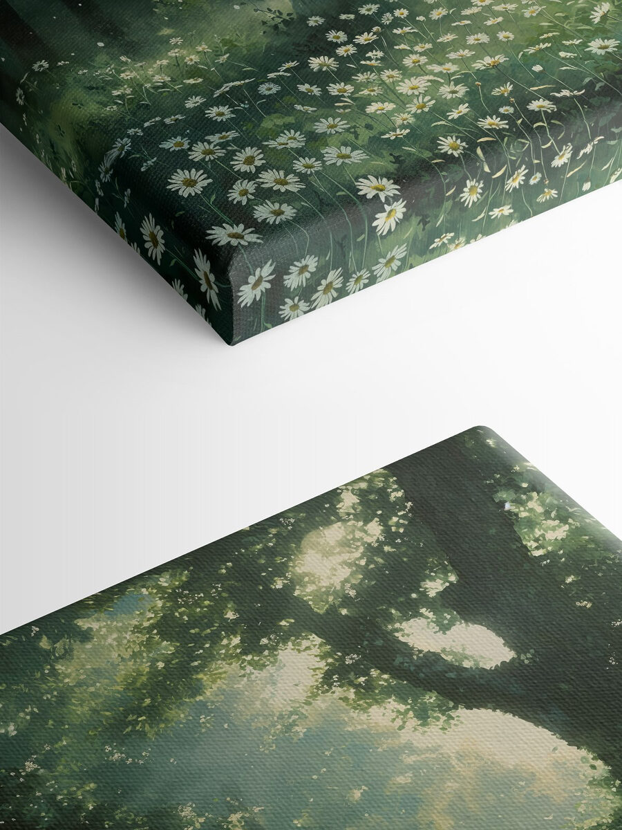 Wald mit Bäumen und Blumen