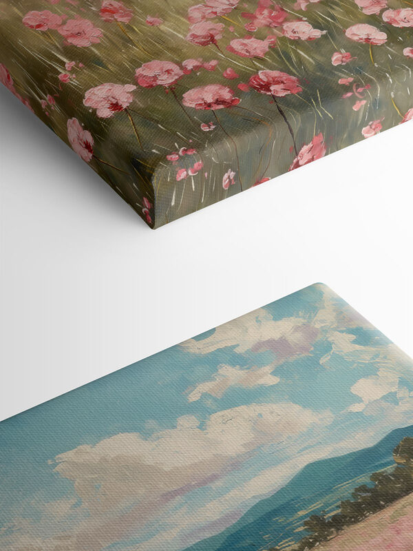Feld mit rosa Blumen Feld mit rosa Blumen