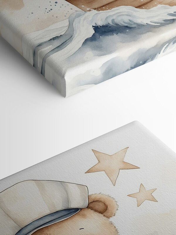 Aquarell eines Teddys in einem Boot Aquarell eines Teddys in einem Boot