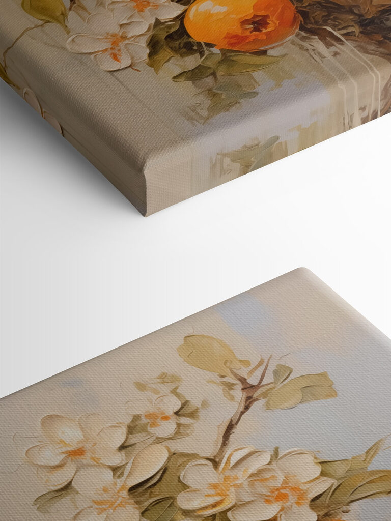 Painting of oranges and flowers