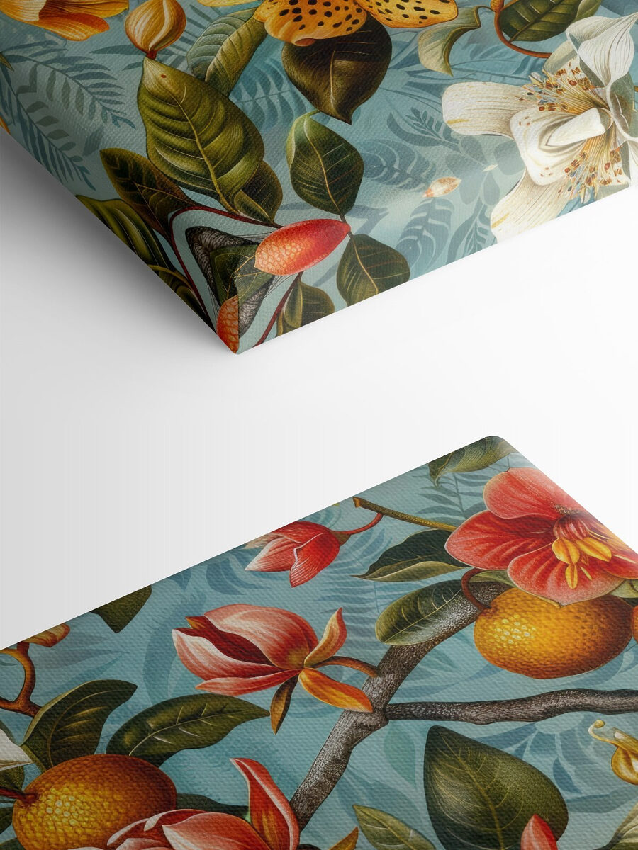 Florales Muster mit Orangen und Blumen Florales Muster mit Orangen und Blumen