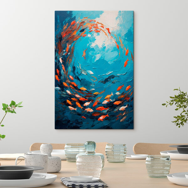 Gemälde eines im Wasser schwimmenden Fisches Gemälde eines im Wasser schwimmenden Fisches