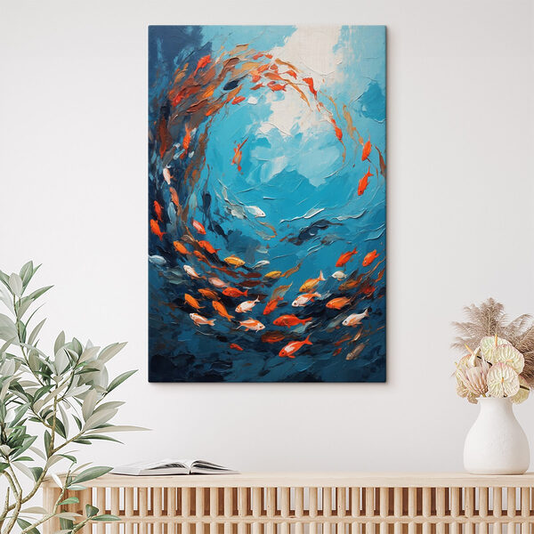 Gemälde eines im Wasser schwimmenden Fisches Gemälde eines im Wasser schwimmenden Fisches
