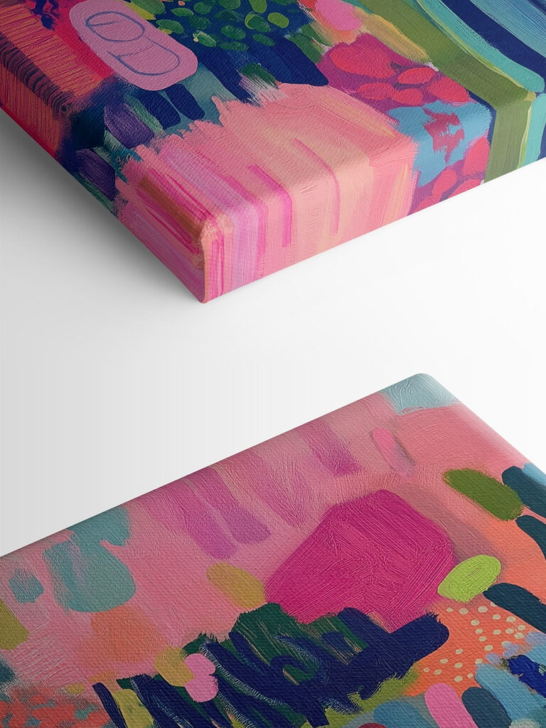 Colorful painting of flowers and plants