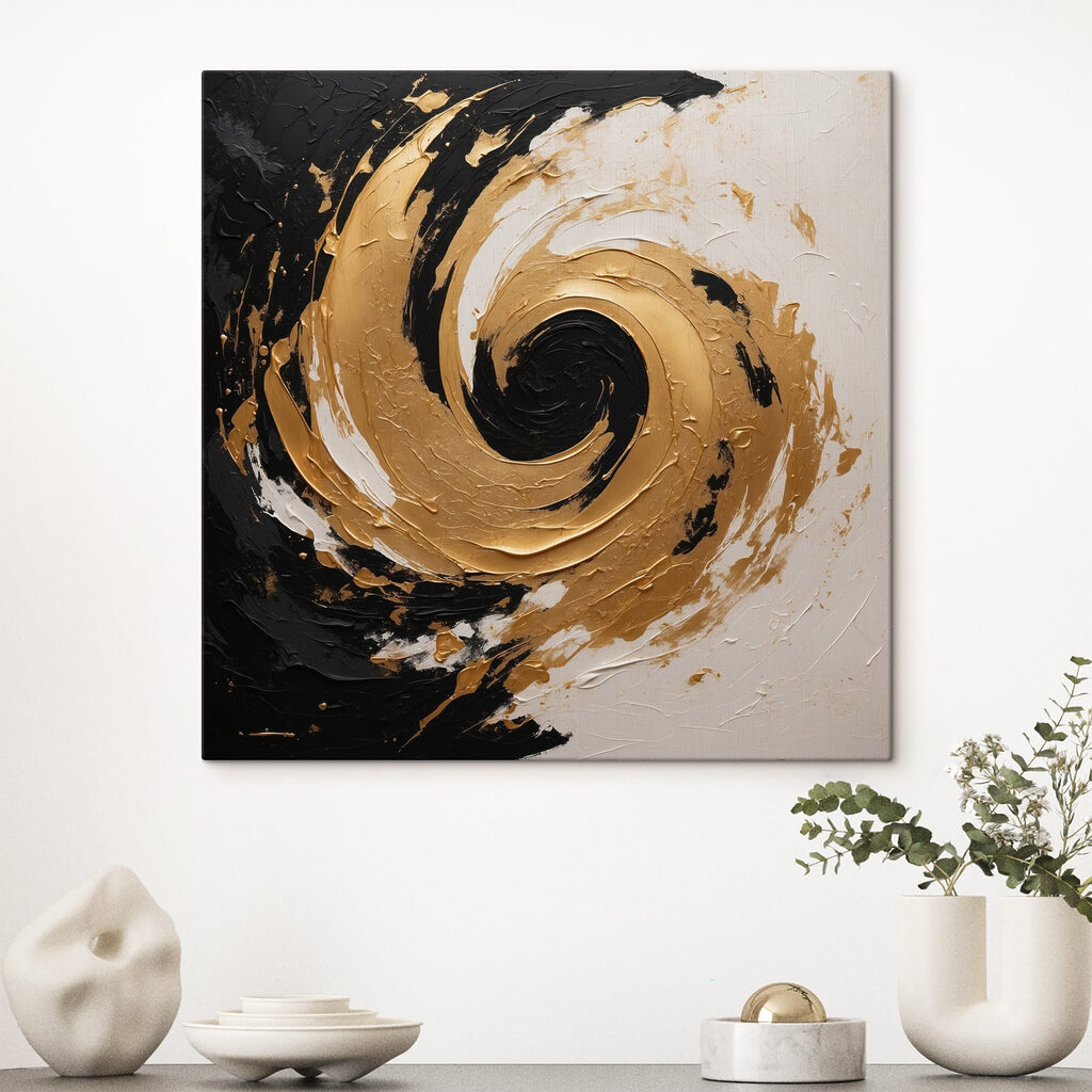 Swirling abyss in black and cream