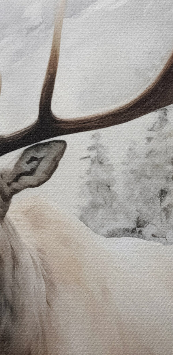 Elch mit großem Geweih in einem verschneiten Wald stehend Elch mit großem Geweih in einem verschneiten Wald stehend